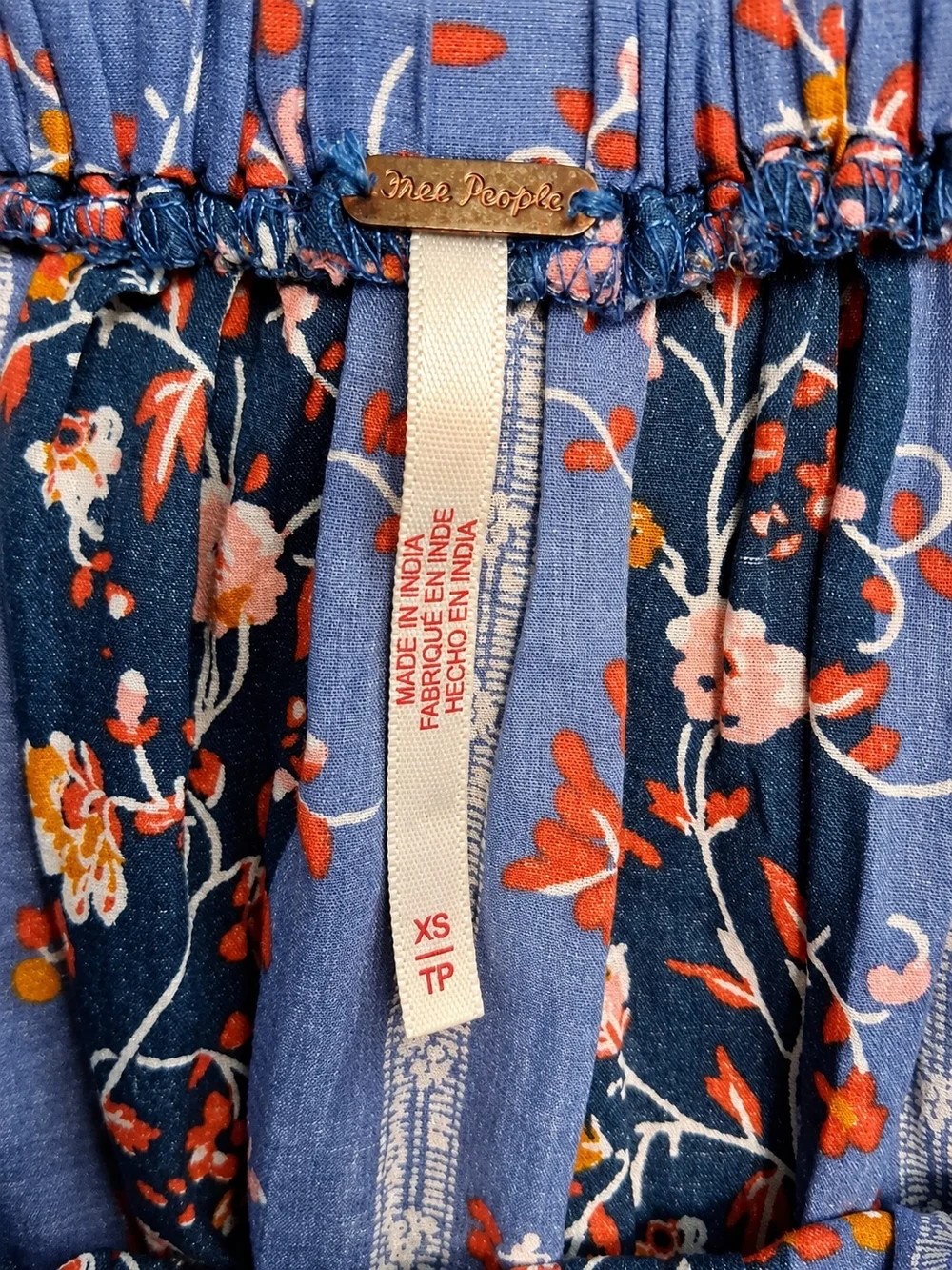 Free People Vintage Lover Floral Print Short Sleeve Blouse XS Like New Boho